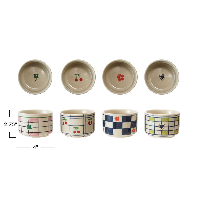 Hand-Painted Stoneware Bowl Set