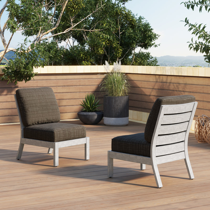 Ensemble de 2 chaises sans accoudoirs Lanai - Oléfine, Brun