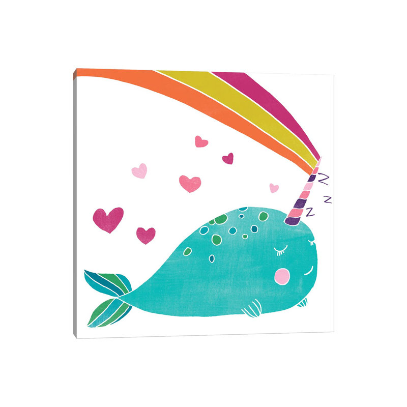 Happy Narwhals III by June Erica Vess - Wrapped Canvas Print, 30.48cm H x 30.48cm W x 1.91cm D