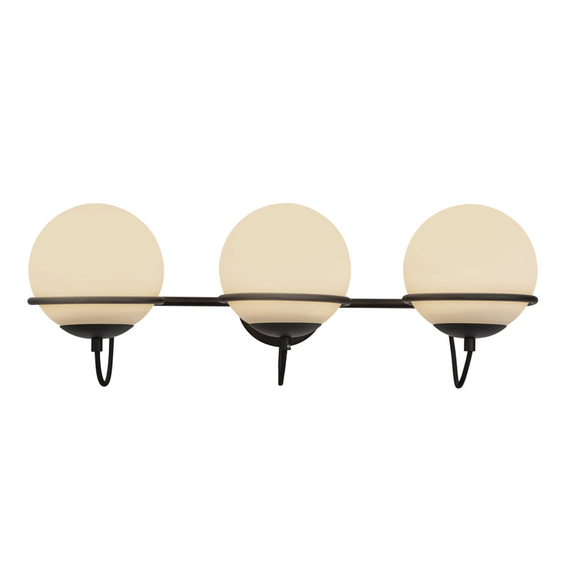 Matte Black and Opal Glass 3-Light Vanity Fixture