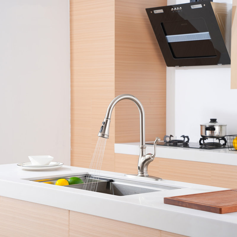 Boyel Living Pull Down Touchless Kitchen Faucet, Brushed Nickel