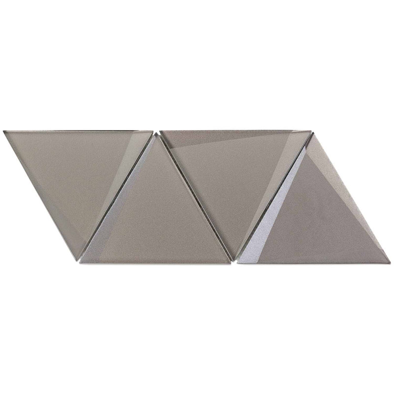 Remington 6” Triangle 3D Glass Mosaic Tile, Sepia Gray
