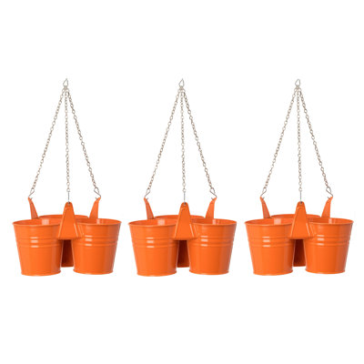 Enameled Galvanized Steel Triple Hanging Planter