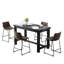Table de salle à manger brun antique: comptoir, 4 chaises et chaises rectangulaires en bois de style rétro-1551913423