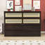 Grand lit escamotable 1 tiroir avec accents en rotin, conception pliable peu encombrante-114308642