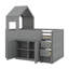 Lit mezzanine simple en bois avec bureau et rangement, 4 armoires, tablettes et tiroirs-1318183952