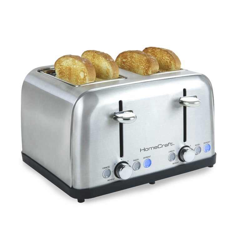 HomeCraft Stainless Steel 2-Slice Toaster, Extra Wide Slots, Blue  LED-Lighted Controls, Bagel, Defrost & Cancel, 6 Adjustable Browning  Levels, Perfect for Bread, English Muffins, Waffles, & More & Reviews