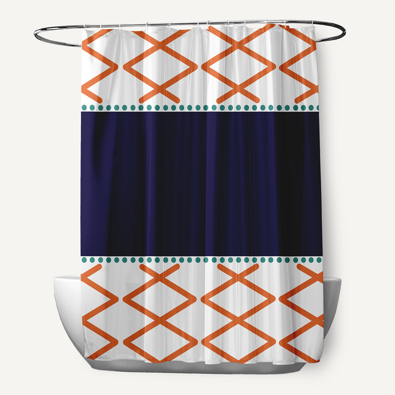 Rideau de douche simple nœud Fancy, Orange / bleu marine