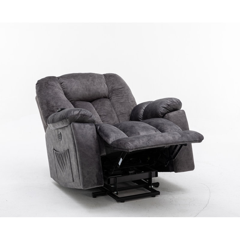 100cm Wide Velvet Lift Assist with Massager, Dark Grey