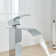 Polished Waterfall Single-Handle Low-Arc Bathroom Faucet With Drain