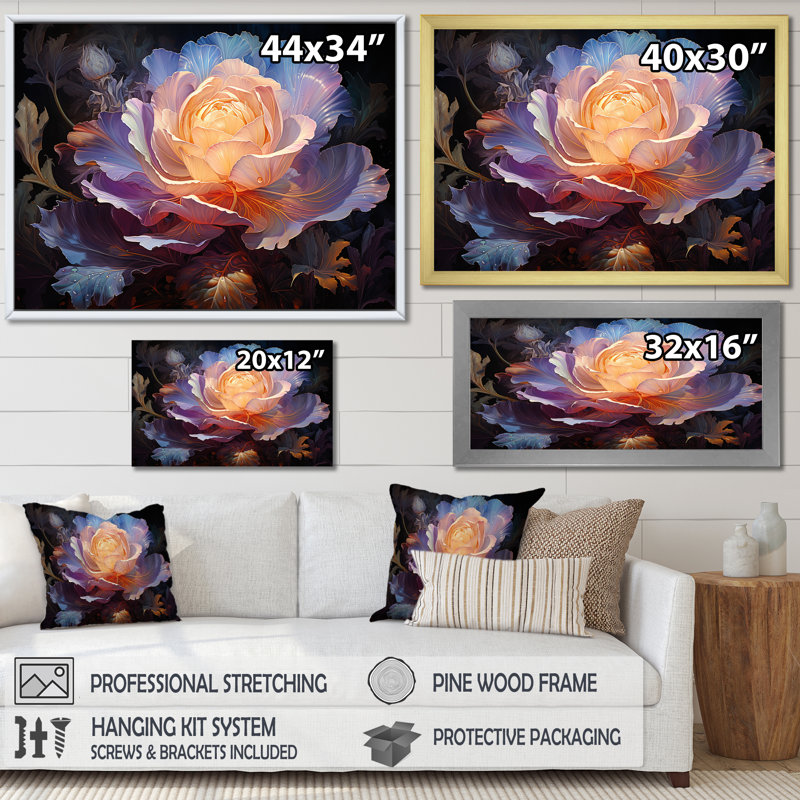 Élégance de pivoines sur toile, H 12 po x l 20 po x P 1 po, Toile tendue