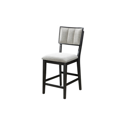 2Pc  Counter Height Chair Counter Stools Full Back Wood Fabric Wooden Dining Room Furniture