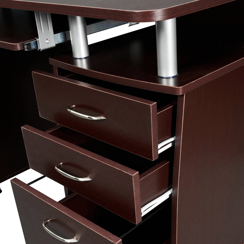 Techni Mobili Complete Workstation Computer Desk With Storage, Brown