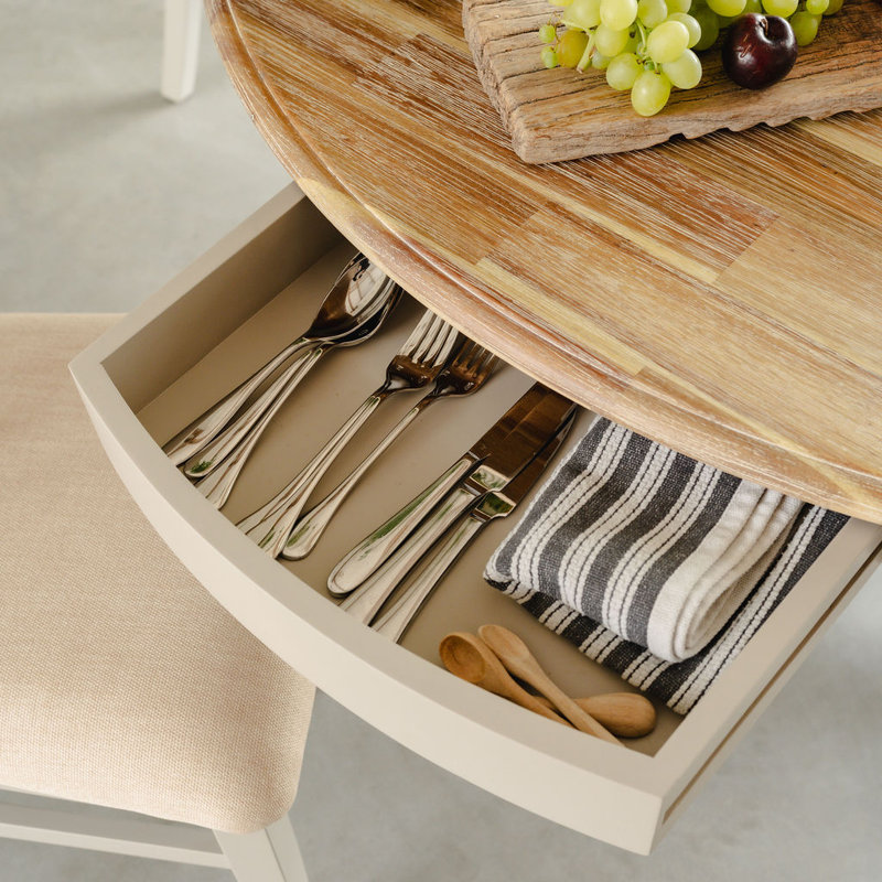 Bayou Round Solid Wood Top Dining Table, Truffle