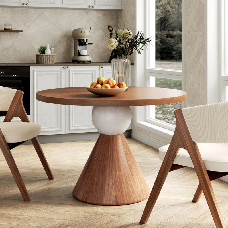 Table de salle à manger en bois pour 2 personnes avec base stable Cone-to-Phere, H 29,53 po x L 39,37 po x l 39,37 po