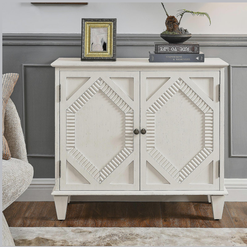 Retro Sideboard Buffet Cabinet with Storage, Accent Display Cabinets, Antique White