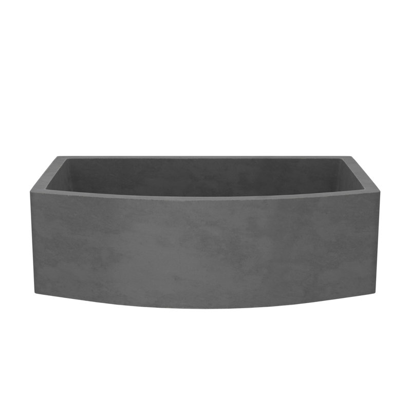 Évier de cuisine de style campagnard en béton de L 33 po l x 20,5 po avec tablier incurvé NativeStone®, Ardoise