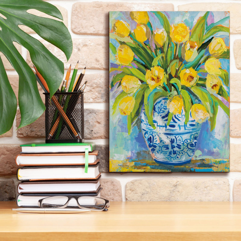 «Ginger Jar Tulips» par Jeanette Vertentes, art mural sur toile, H 16 po x l 12 po x P 0,75 po