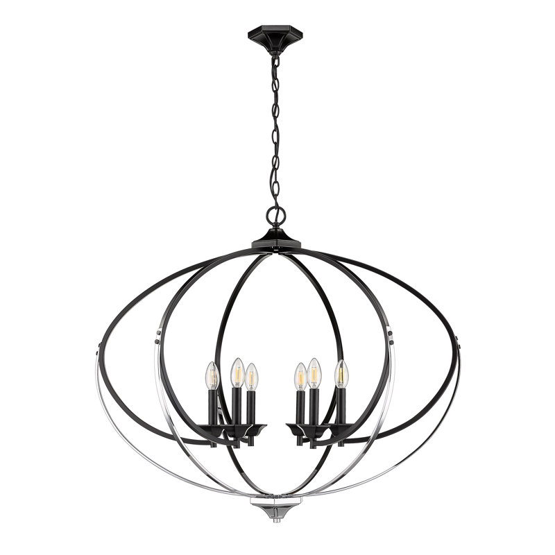 Orey 6 - Light Steel Globe Chandelier