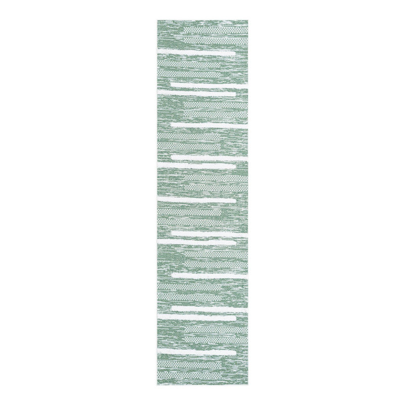Tapis vert en coton tissé à la machine Jermeka, Tapis de couloir 2 pi 7 po x 10 pi