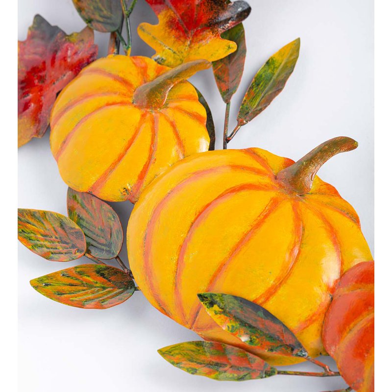 Couronne en polyester tournesol et citrouille 22 po