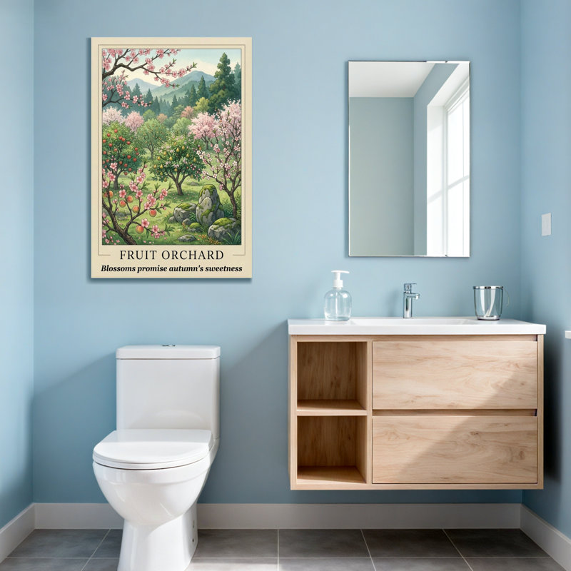 Paysage et nature, fruit, verger, fleurs, printemps, paysage, montagnes, arbres, H 48 po x l 32 po