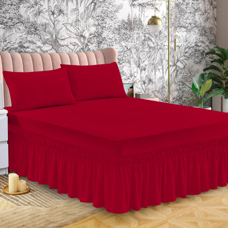 Bel Tailored Wrap Around Bed Skirt, Double (4'6), Burgundy