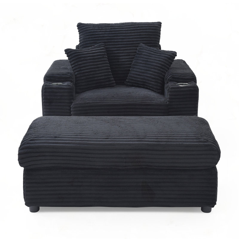 Oversized Accent sofa with Ottoman, Black
