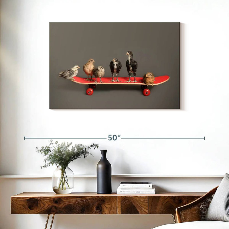 Brampt Chicks On Skateboard, 24" H x 36" W