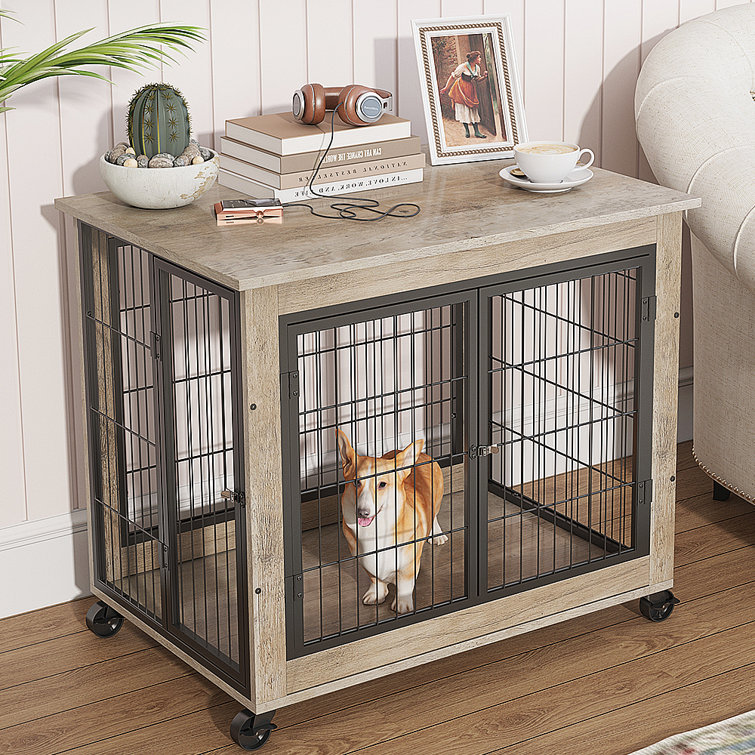 https://assets.wfcdn.com/im/51396555/resize-h755-w755%5Ecompr-r85/2313/231351232/38.5%22W+Dog+Crate+Furniture%2C+Wood+Dog+Crate+Table%2C+Dog+Kennel+With+Doors%2C+Flip-Up+Top+Opening+And+Wheels%2C+Decorative+Pet+Crate+Dog+House.jpg