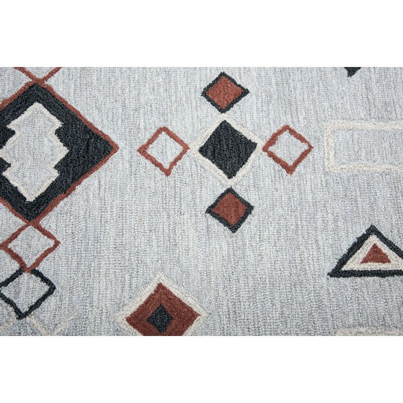 Tapis gris en laine touffeté à la main Potts, Rectangle 10 pi x 13 pi