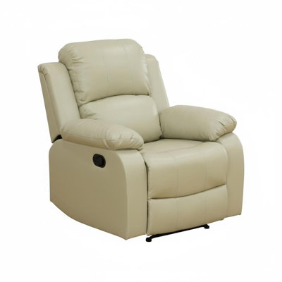 Canapé inclinable en cuir recyclé beige | Chaise de salon multifonctionnelle avec dossier réglable, structure en bois massif, revêtement en cuir respirant, conception ergonomique pour la détente à la maison