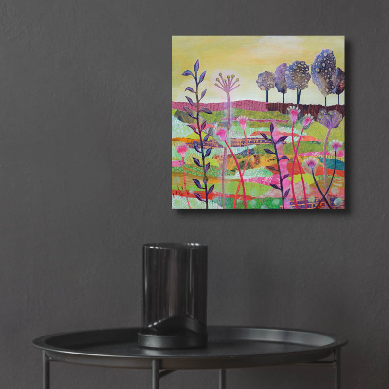 Art mural en verre épique «The Prairies Are Proud Big» par Bebe Keith, 12 po x 12 po