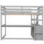 Lit mezzanine pleine grandeur gris avec bureau et tablette - Bois de pin robuste pour une chambre à coucher fonctionnelle-228614721-228614727
