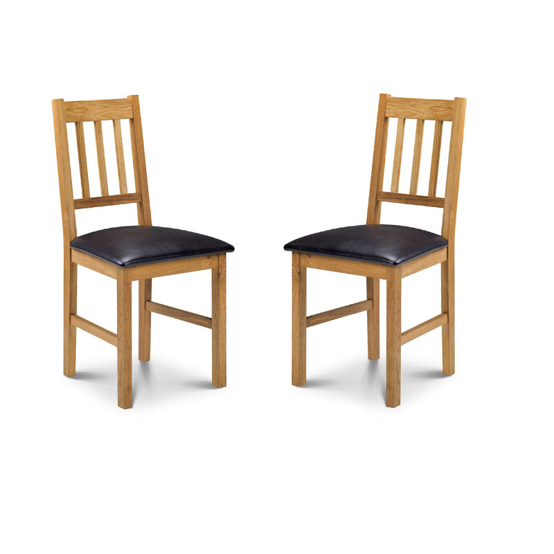 Carmel 47cm H Upholstered Slat Back Side Chair, Oak