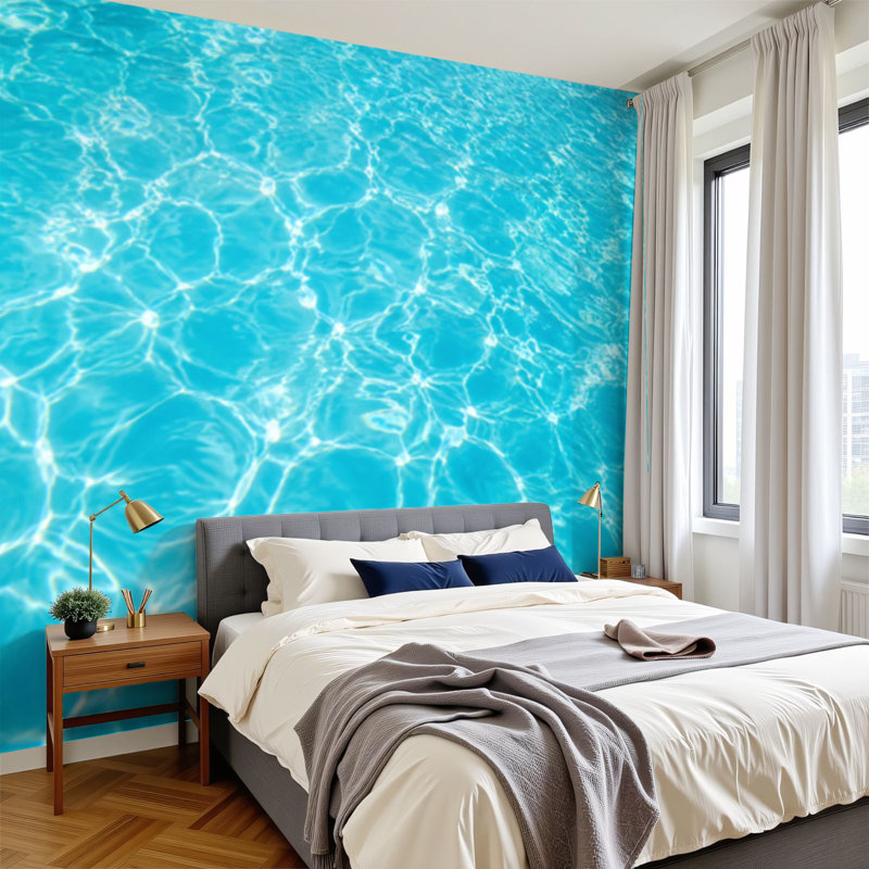 Papier peint adhésif pelez et collez, eau turquoise clair, adhésif et amovible