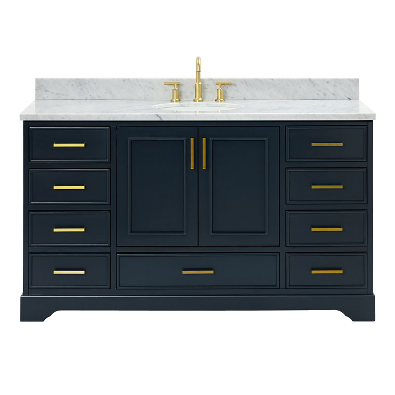 Meuble-lavabo simple avec plateau Abita 61, Bleu minuit