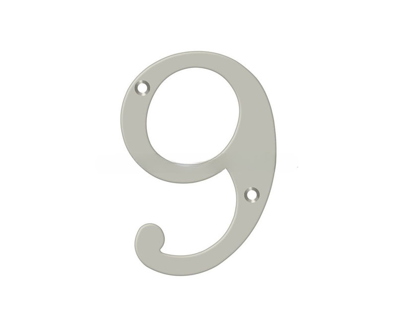 Chiffres de 6 po Deltana à partir de 6 po; laiton massif; finition nickel satiné, Nickel satiné 