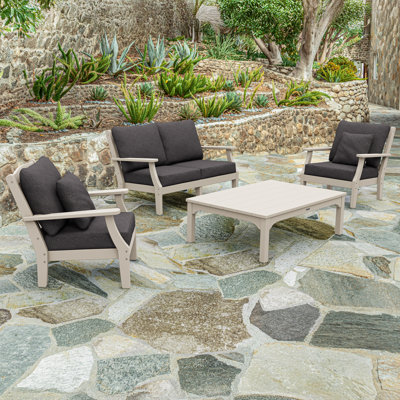 Chinoiserie 4 - Person Outdoor Seating Group with Cushions