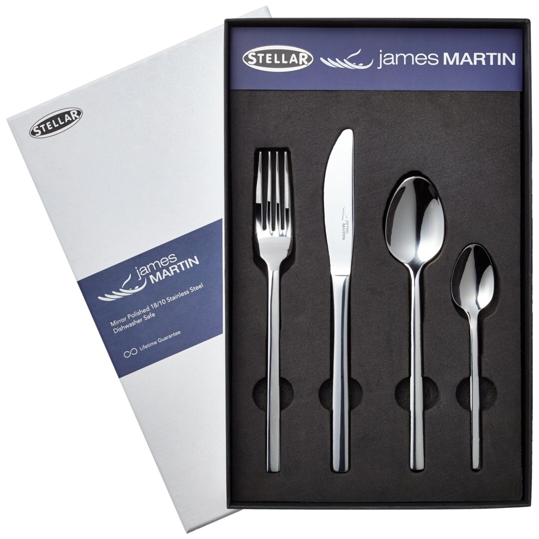 Stellar James Martin Set of 32 Stainless Steel Cutlery Set for 8 People gray