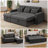 Upholstered Sleeper Sofa with Pull-Out Bed & Chaise Lounge - Wide Storage Arms & Side Pockets for Living Room, Bedroom, or Home Office-889411535
