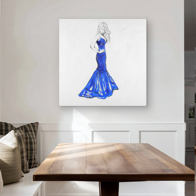 Lady in Dress - Illustrative Woman Metal Print for Home Decor