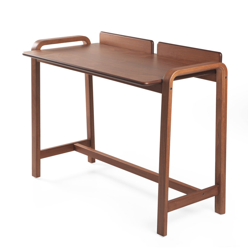 De'M Solid Wood Writing Desk, Light Walnut
