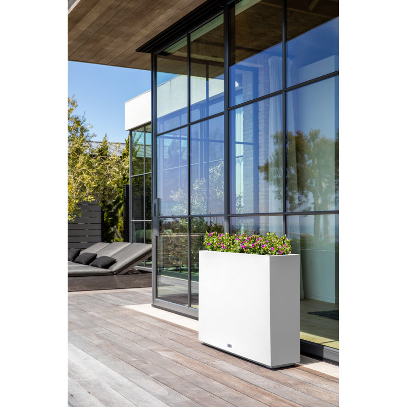 Block Series Span Planter, White, 30” H x 38” W x 10” D