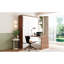 Lit double avec espace de travail intégré, style noyer et blanc, idéal pour les petites chambres d'amis et les bureaux à domicile, bureau pliable mural pour économiser de l'espace, décorations scandinaves, bois massif-786544621