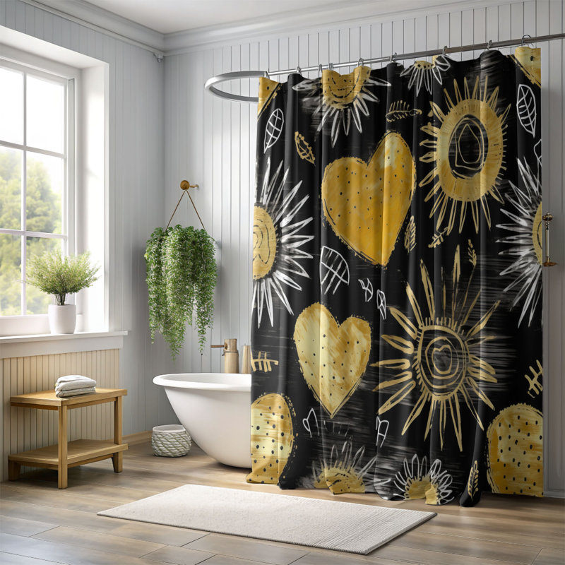 Rideau de douche Gold-Black Devotion - Premium, H 74 po x l 71 po