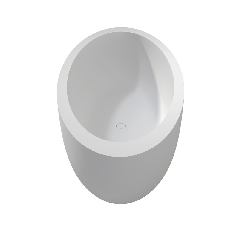CASAINC 72.8" Oval Solid Surface Freestanding Soaking White Bathtub With Drain