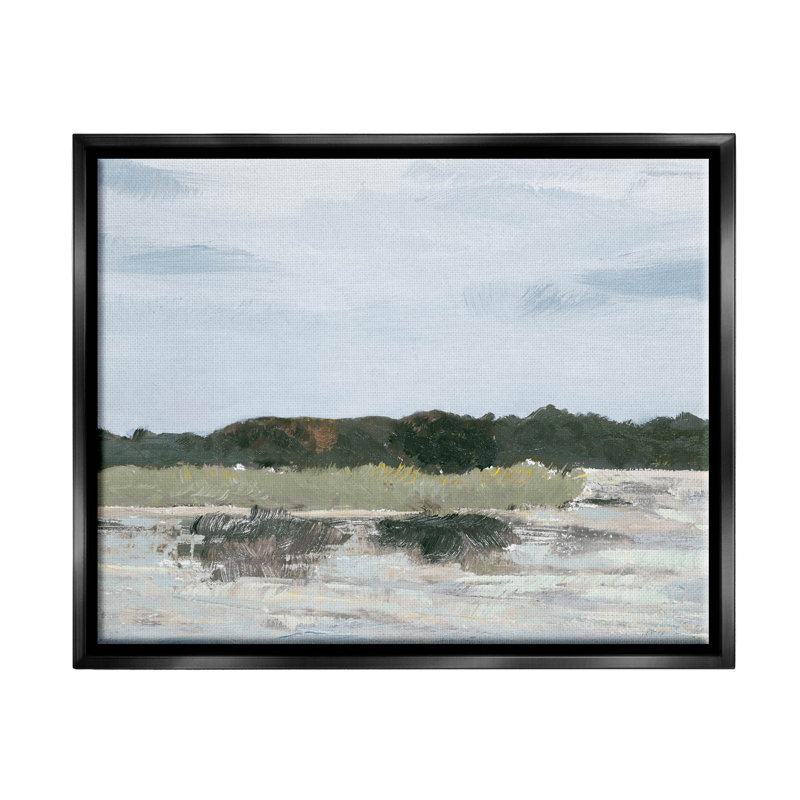 «Coastal Vast Hills Landscape» par Jenny Green - peinture à cadre flottant sur toile, Cadre flottant noir de jais