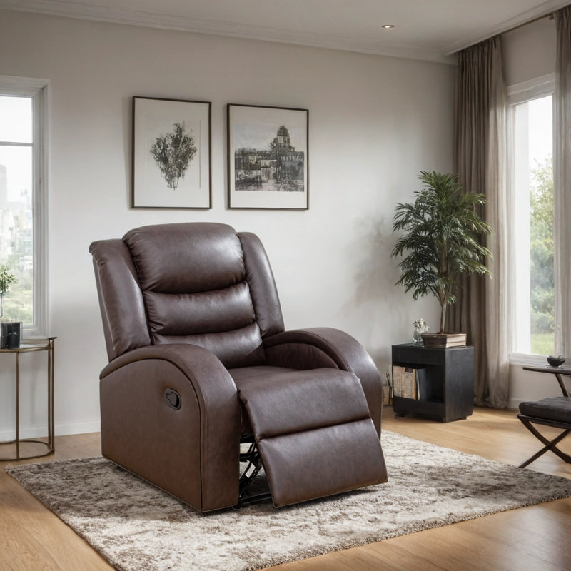 33“ Manual Recliner Chair – Plush Comfort With Effortless Relaxation, Brown