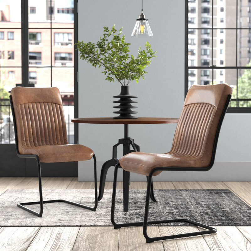 Chaise d'appoint en cuir Pirlo, Cuir véritable brun